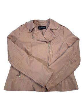 GUESS Blush Pink Faux Suede Biker Jacket
